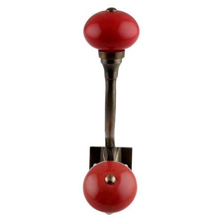 Solid Red Ceramic Antique Iron Hooks